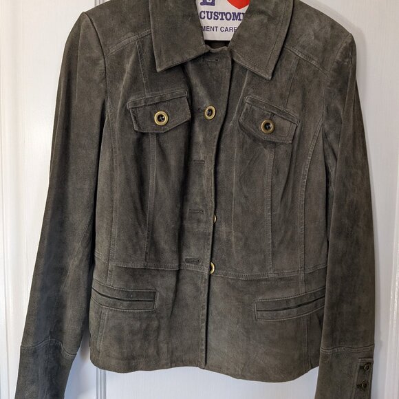 Ann Taylor Loft suede moss green jacket, size 4 - Picture 1 of 2